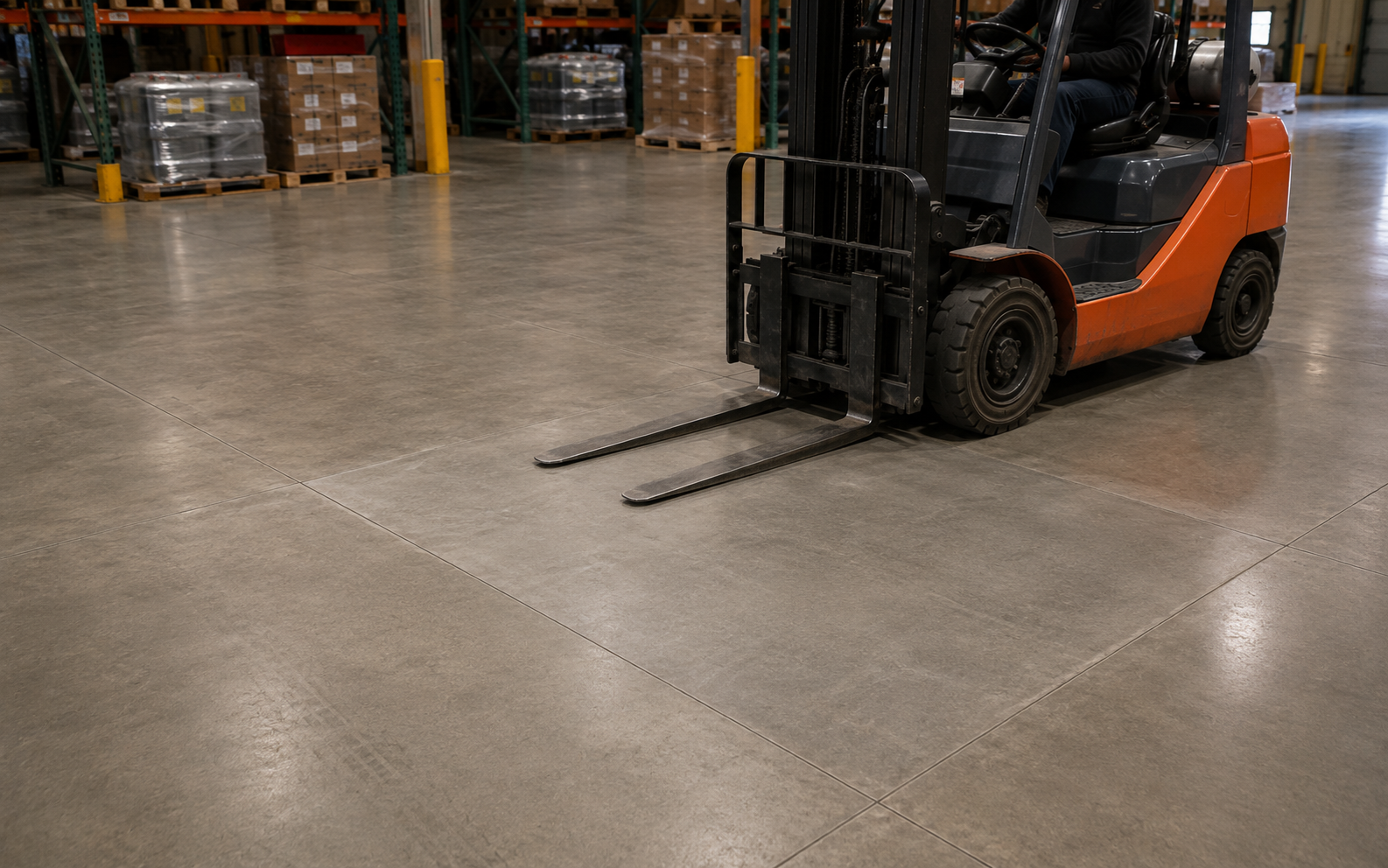 Aerial view of resurfaced concrete loading dock