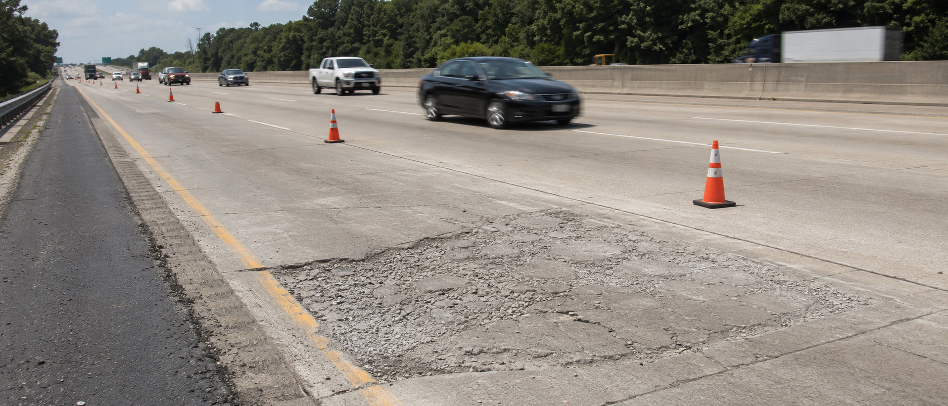 Interstate Lane Repair — before